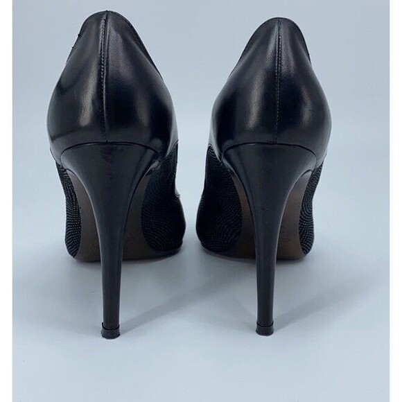 Joan Oloff Heels Black Luxury Textured Leather Pointy Toe Orthopedic Career 8 - Picture 4 of 15